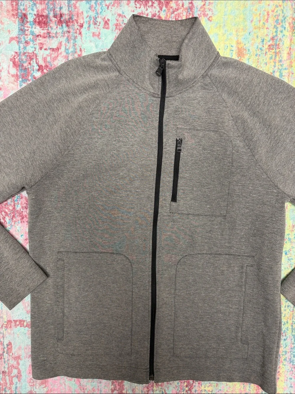 Banana Republic Men's Heather Gray Lightweight Full-Zip Jacket